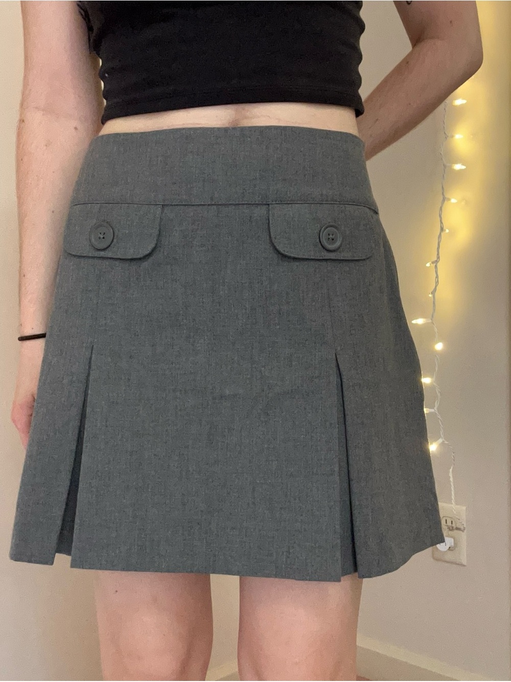 Y2K Old Navy Grey Pleated Mini Skirt
